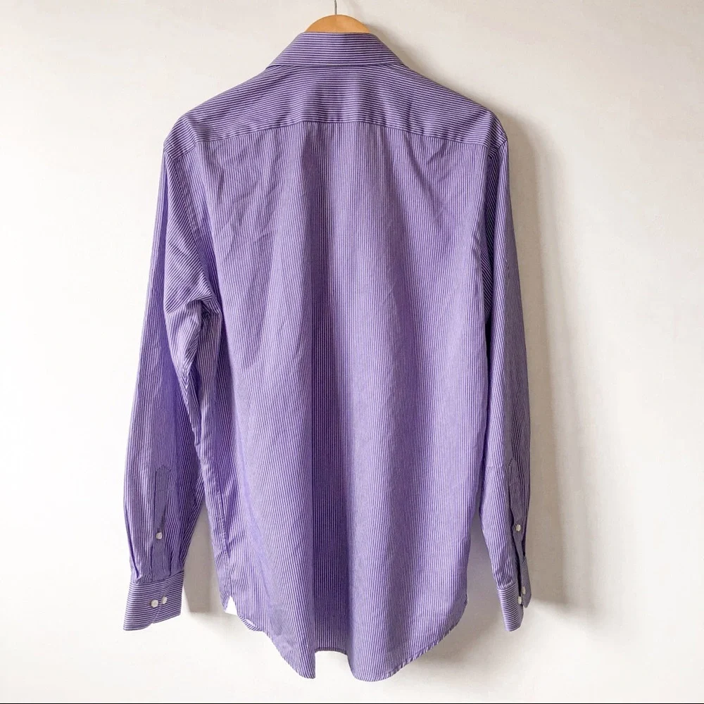 Robert Graham Purple White Striped Dress Shirt 43 / 17 - Picture 5 of 10